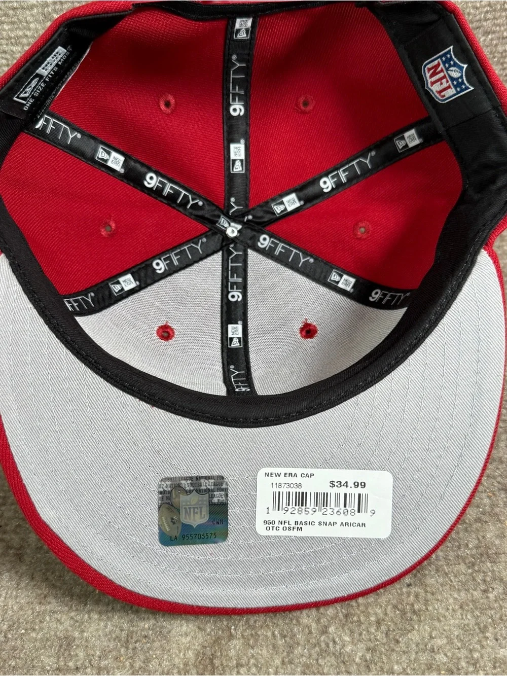 Arizona Cardinals Hat New Era 9Fifty Snapback Flat Bill Essential Plain Back NWT